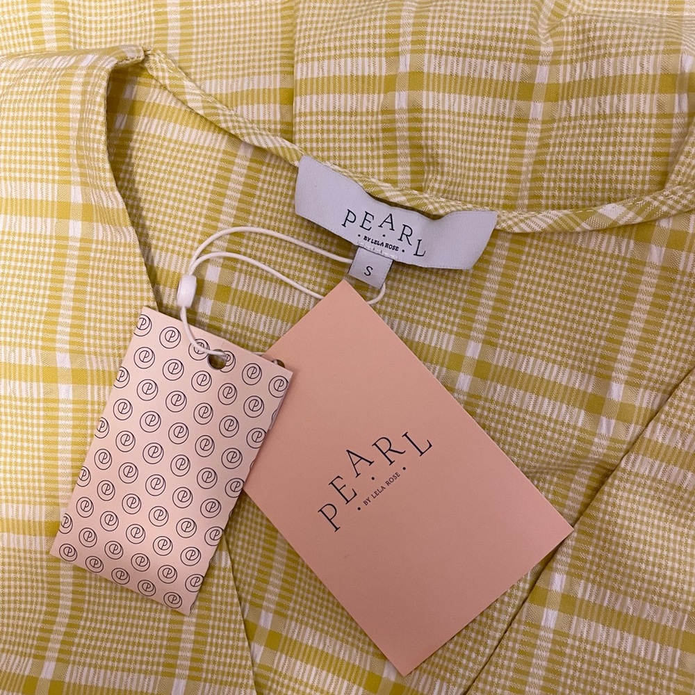 Pearl By Lela Rose Plaid Seersucker Full Sleeve Top in Sunflower - Picture 9 of 10